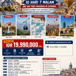 Open Trip TURKI ASIK 10 HARI 7 MALAM ONE DAY FREE PROGRAM IN ISTANBUL