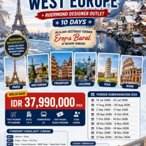 Open Trip Eropa SPLENDID WEST EUROPE + ROERMOND DESIGNER OUTLET 10 DAYS