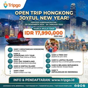 OPEN TRIP - HONGKONG JOYFUL NEW YEAR HOSEZHUMAGU + DISNEYLAND 7 DAYS
